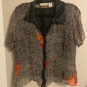 Stylish Black and Orange Leopard Print Blouse